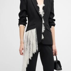Cinq A Sept Keeves Scrunched Sleeve Lace Blazer
